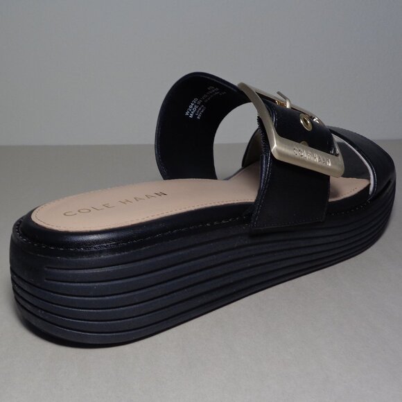 Cole Haan Size 7 M ORIGINALGRAND PLATFORM SLIDES Black Sandals New Women's Shoes - Picture 6 of 16